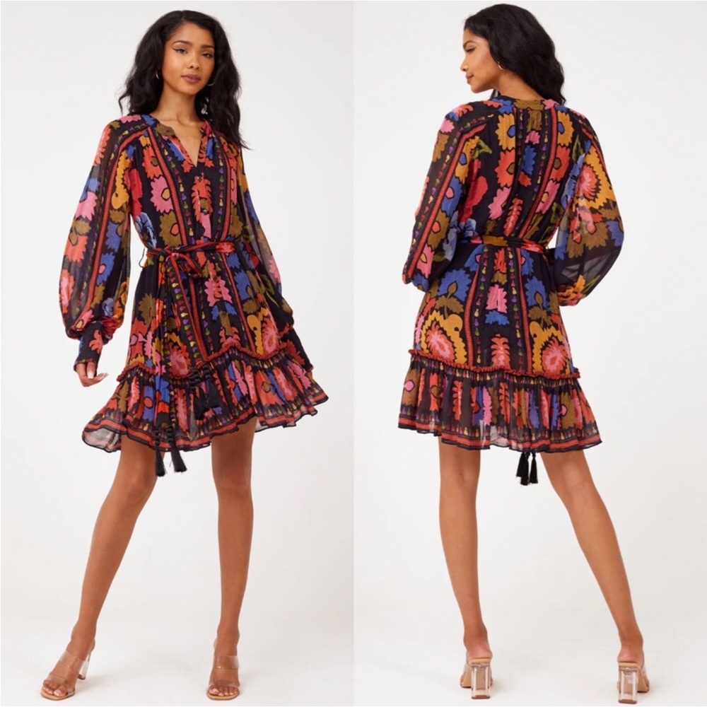 FARM RIO Flowers Tapestry Mini Dress